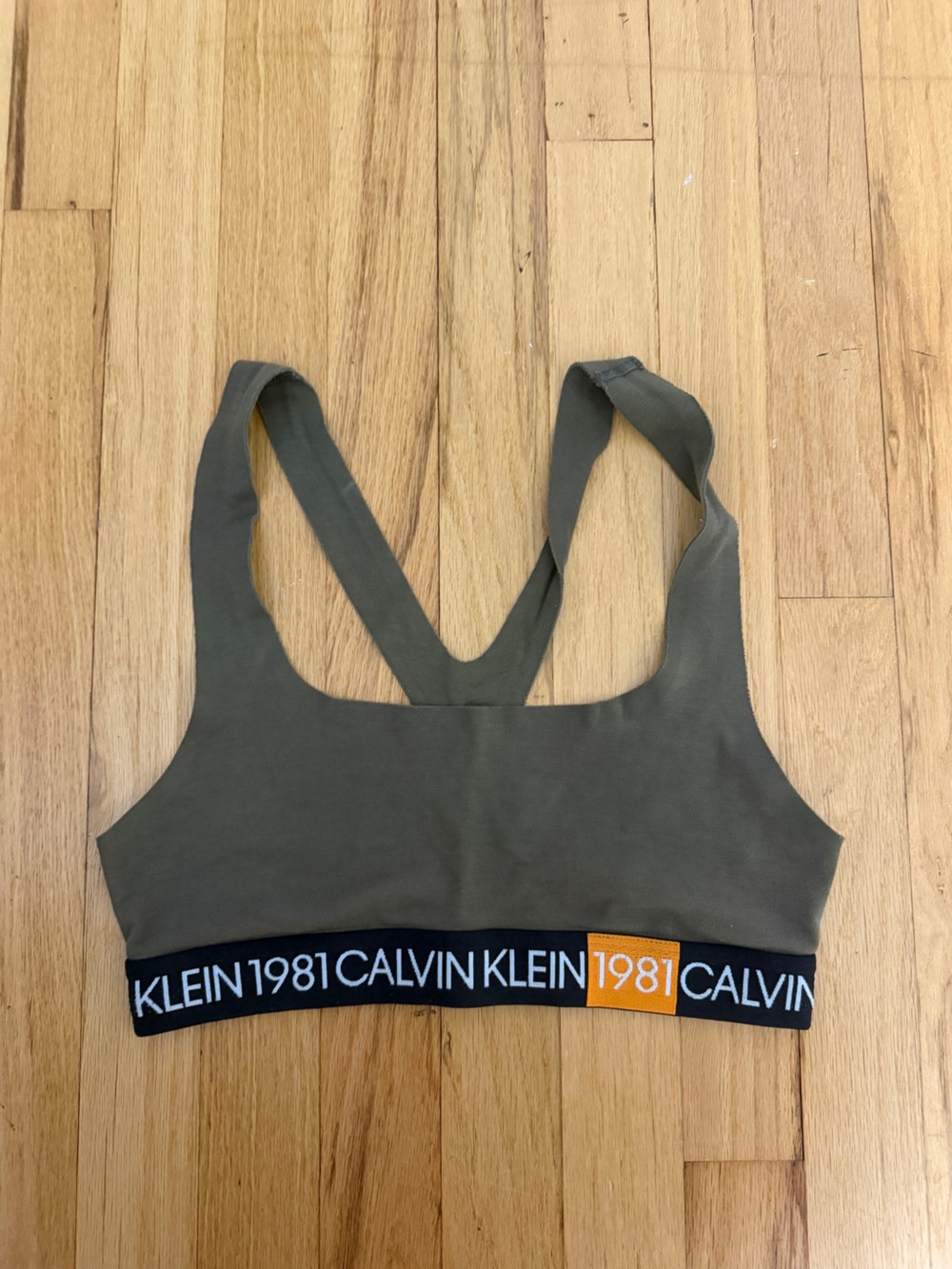 Calvin Klein Olive Green Logo-Band Bralette